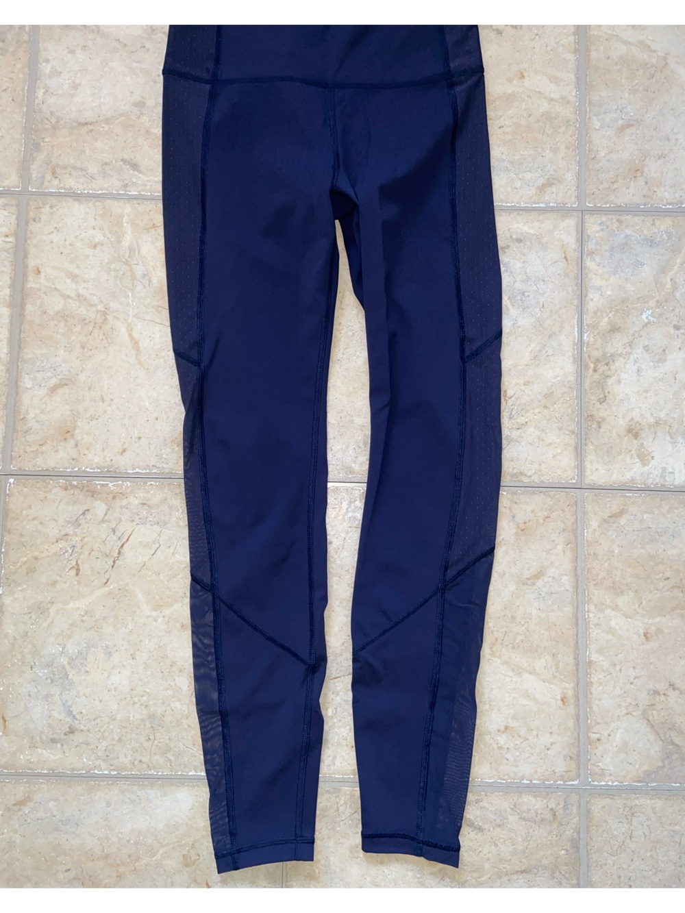 Navy Blue Lululemon Leggings with Side Mesh